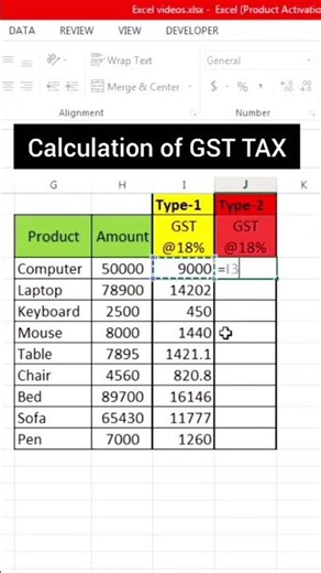 Learn GST Calculation in Excel in 1 Minute #shorts #shortvideo #gstfiling