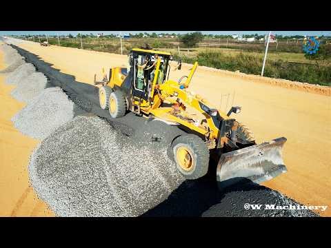 Greatest Action LiuGong Grader Spreading Gravel Making Foundation New Roads Techniques Skills