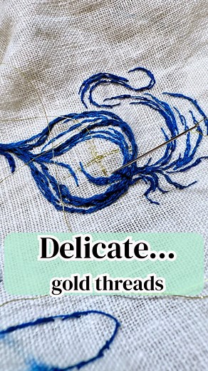 Adding some single gold threads to the bulb. Because the bulb is such an important element in the overall meaning of this piece, I want to give it some sparkle and luster to represent its elevated place. . @Jstrongart #jstrongart #artiste #artist #utahartist #threadpainting #contemporaryembroidery #contemporaryart #handembroidery #cyanotype | Julie Strong