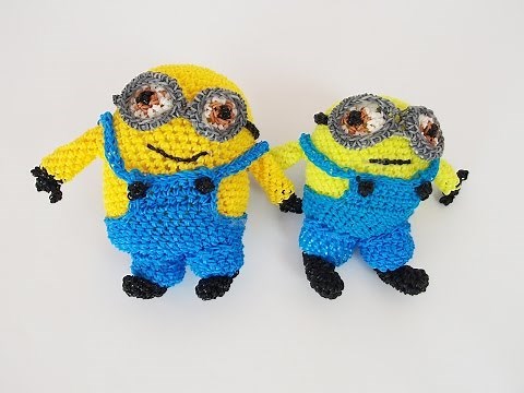 Minion "Bob" Rainbow Loom Bands Amigurumi Loomigurumi Hook Only Tutorial