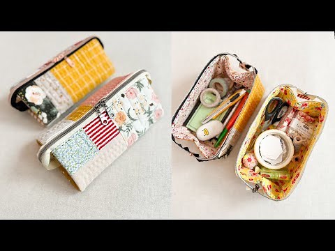 Open Up Box Pouch | Wide Open Zippered Pouch | Beginners Friendly Sewing
