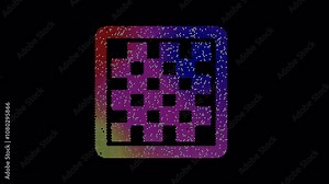 Icon chess board is made up of LED square shapes that shimmer and flicker. There are black dead diodes. In-Out looped. Alpha BW at the end