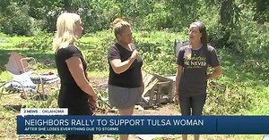 Neighbors rally behind Tulsa woman who lost house, cars in storm