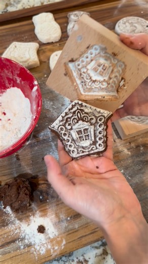 Madeline & Taylor on Instagram: "My mom did this craft with my kids the other day and it is so easy, so fun, and they turn out so cute! All you need is some salt dough and some cookie molds! I will link the wooden cookie molds in our stories and save them to a highlight! Make sure to put plenty of flour in the molds before you press the salt dough in. That way the dough won’t stick to the mold. Poke a hole in the top if you want to use it for an ornament. Then set them out to dry on some parchme