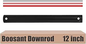12 INCH Ceiling Fan Downrod With Extended Wires,1 inch Outside Diameter, Extension Rod Only Ceiling Fans Compatible, Not Threaded(Black)