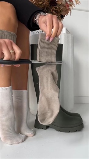 DIY Boot Socks in 5 Seconds 🧦✂️ | The Fashion Hack Every Girl Needs #diy #boots #bootcare #bootstyle