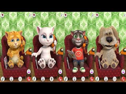Talking Tom Cat vs Talking Ben the Dog vs Talking Angela vs Talking Ginger 2 - All Foods