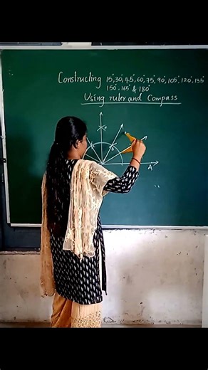 Constructing 15° 30° 45° 60° 75° 90°105° 120° 135° 150° 165°&180° using ruler & compass #mathematics