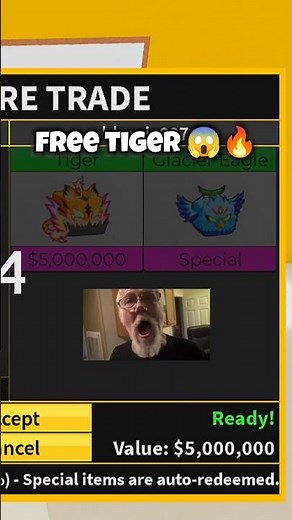 OMG! Bro Give Me Tiger And Glacier Eagle For Free 😳🤯🔥 Epic Blox Fruits Luck 👀💀🔥