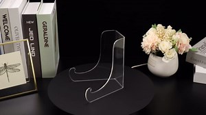 Boloyo Flat Back Acrylic Plate Display Stand , 6 Inch 5PC Clear Acrylic Display Holder Easel Base for Home Office Kitchen School Art Display