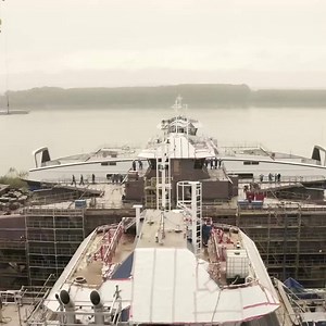 13K views · 292 reactions | Cut those ropes and... Launch!  Last week we launched the 3rd of the eventual 6 battery hybrid-electric Island Class ferries we are building for BC Ferries. These ferries are battery-powered with a number of key features that support our shared goal to be efficient and environmentally responsible. | Damen | Facebook