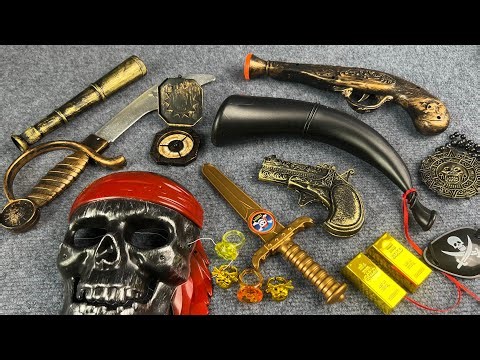 9 minutes pirate ship out pirate hat gun knife blindfold gold coin treasure box set ASMR