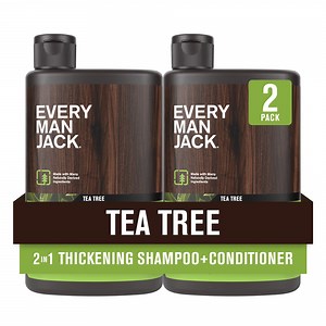 Every Man Jack 2-in-1 Shampoo and Conditioner, Thickening Tea Tree, Twin Pack, 13.5oz each - For All Hair Types