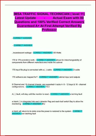 Imsa Traffic Signal Technician Level 11 Latest Update Actual video