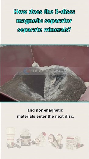 How does the three-disc magnetic separator separate minerals?