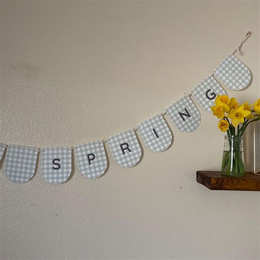 PRINTABLE Happy Spring Bunting, Digital Garland, Party Decor, Printable Spring Gingham Banner, Instant Download - Etsy UK