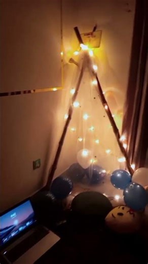 ✨ “My Cozy Aesthetic Corner”"Cozy Night Setup ✨ | Fairy Lights, Balloons & Laptop Vibes 💻 "