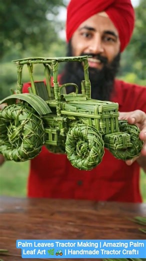 Palm Leaves Tractor Making | Amazing Palm Leaf Art 🌿🚜 | Handmade Tractor Craft