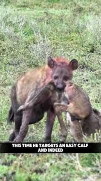 Wildebeest Leaps Off a Cliff to Escape a Hyena! #wildebeest #hyena #wildlife #safari #nature
