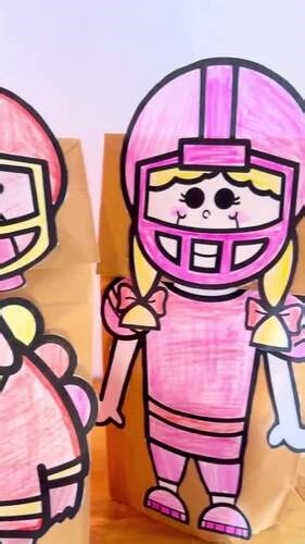 Thanksgiving Football Paper Bag Puppet Craft Templates | Fun Turkey Activity