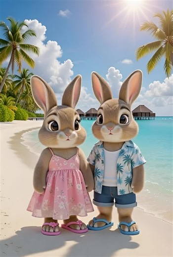 BEACH BUNNIES' SANDY SURPRISE! ☀️🏖️ Sandy paws and sunny days! 🐾🌴 Our beach bunnies are having a blast, building the cutest sand bunny on the shore! 🤣 Who else loves a good surprise on vacation? ✨ #BeachBunnies #SandArt #IslandLife #CuteAnimals #SummerVibes