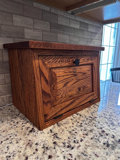Solid Red Oak Bread Box | Farmhouse Kitchen Counter Storage - Etsy
