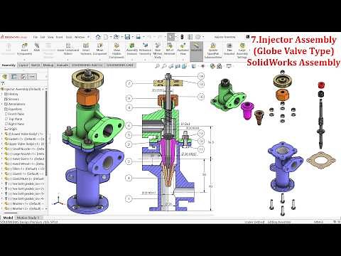 7.Injector Assembly (Globe Valve Type) in SolidWorks