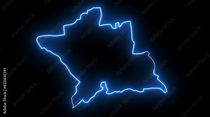 map of New Haven in Connecticut with a neon effect that glows blue