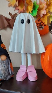 24K views · 777 reactions | Making paper mache ghost.  Halloween craft. . Materials list: A3 paper, newspaper, white glue, paperboard, cardboard tube, acrylic paints. . #diy #halloweendecor #ghost #autumnvibes #kendinyap #kidscraftideas | halinayilmaz | Facebook