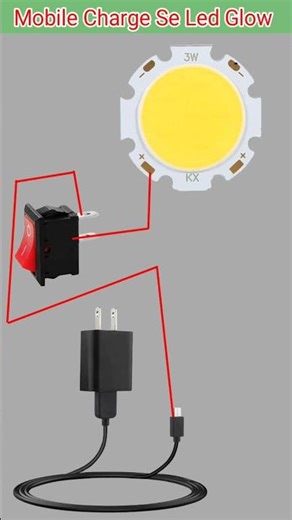 How to Glow 3W LED using Mobile Charger 💡#shorts #shortsfeed #rgexperimentofficial