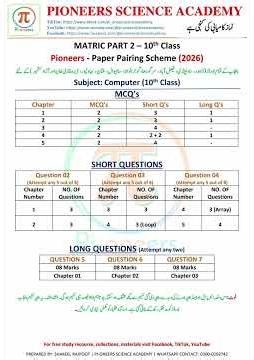 10th Class Computer Pairing Scheme 2026 | All Punjab Boards #Exams2026 #10thClassPairingScheme