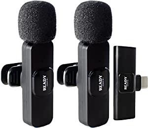 Professional Mini Wireless Microphones for USB-C Compatible Android Devices and PC. Plug & Play, w/Lapel Clip. for Live Streaming, Video Recording & Podcasts