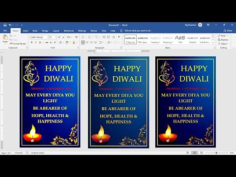 Greeting Card Design For Diwali In Word | Invitation Design For Diwali | Word Tutorial