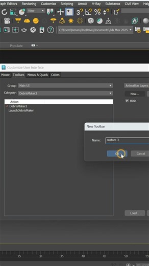 create custom toolbar in 3DS Max#3DS Max#3DS Max tips#3DS Max tutorials#new #viral#YouTube shorts