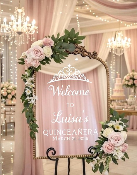 Quinceanera Welcome Decal - Girls 15th Birthday Vinyl for Mirror - Crown and Stars Personalized Decal - Etsy