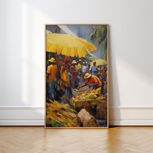 Haitian Impressionist Wall Art | Printable Haiti Art | Haitian Culture Print | Haiti Painting | Digital Wall Art | Haitian Market Art Print - Etsy