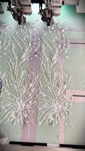 Advanced Pearl Embroidery on Net Fabric | Factory View