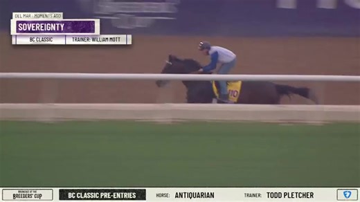 The Kentucky Derby and Belmont Stakes winner, SOVEREIGNTY had his final workout this morning at Del Mar ahead of the Breeders' Cup Classic. How does he look? | FanDuel Racing