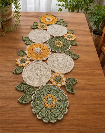 Floral Crochet Table Runner Pattern, Boho Flower Motifs, Step-by-step Tutorial (PDF) - Etsy UK