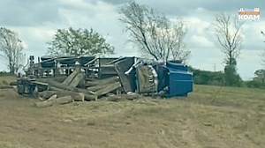 10K views · 107 reactions | Logging truck crashes off US-60, overturning near Seneca >> https://bit.ly/4fqtBgk — Witnesses say a steering tire blow out caused the truck to veer off the roadway. | Joplin News First | Facebook