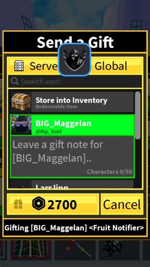GIFTING FRUIT NOTIFIER TO MY SUBCRIBER IN BLOX FRUIT #bloxfruits #viral #trendingshorts #gamerrobot