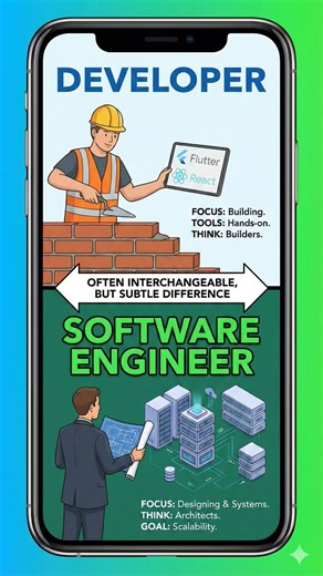 What is the difference between developer and software engineer?