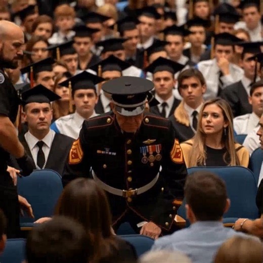 🎁 Two guards confronted a Black Marine at his son’s graduation — what happened next with six Navy SEALs left the entire gym in shock… Solomon Dryden hadn’t come to be noticed. He came to watch. He parked his late wife’s old Dodge Charger under the Texas sun and stepped out, the dark blue of his Marine uniform standing out against the crowd of families dressed in summer clothes. His boots were so clean they could’ve reflected the sky — not to impress anyone, but because that’s just who he was. I
