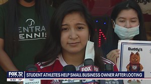Student-athletes help Chicago business owner after his store was ransacked by looters twice