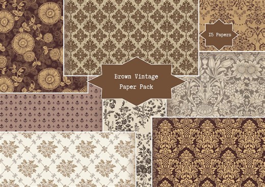 Brown Vintage Paper Pack, Digital Download, Printable Pattern Papers, Junk Journal Filler Pages, Scrapbook Backgrounds, Craft Paper, Neutral - Etsy