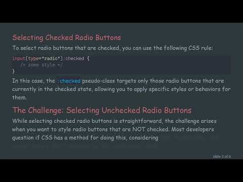 How to Select All Unchecked Radio Buttons with CSS