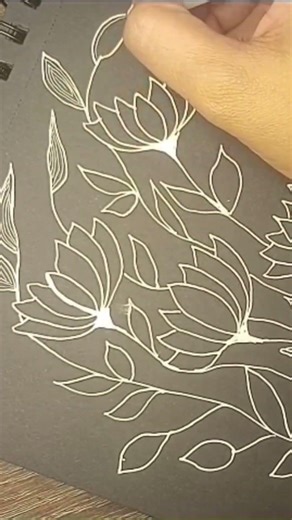 Black Paper Art Tutorial | White Pen Flower Illustration