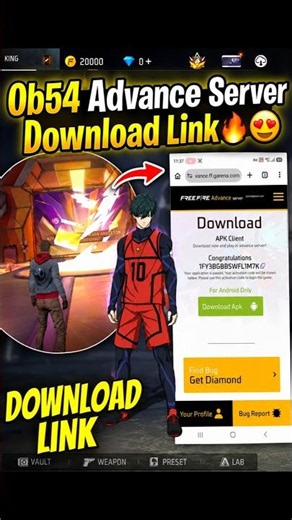 Ob54 Advance Server Download Link😍 | free fire advance server | ff advance server #shorts
