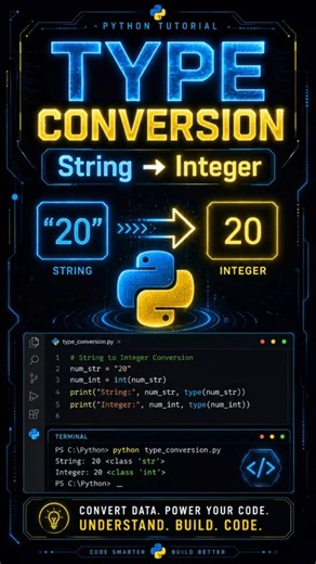 Python Type Conversion for Beginners 🔥 | String to Integer | #Shorts