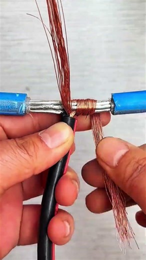 Copper strands wrapping rod, crisp rhythm of morning electrical craft